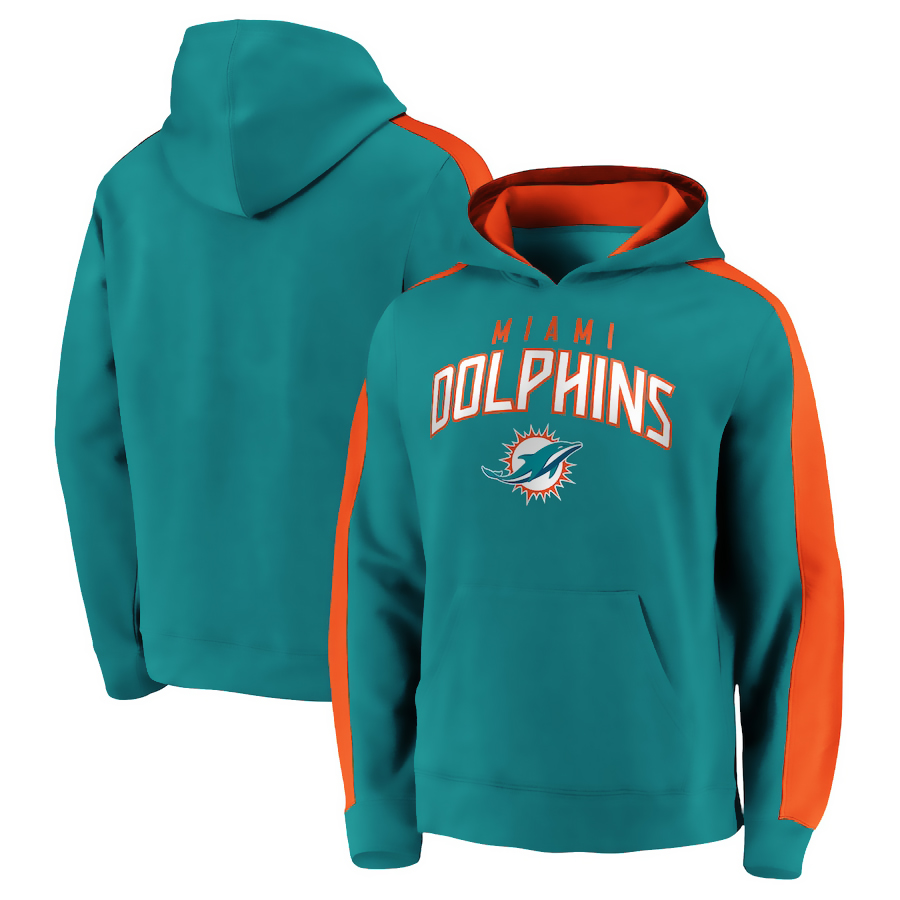 Men's Miami Dolphins Aqua Game Time Arch Pullover Hoodie